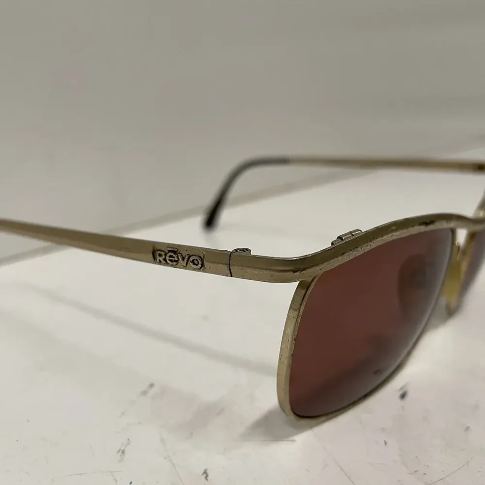 VTG 80’s Revo Malibu Sunglasses 989/005 Gold Plate Frame NASA Lens Tech Japan